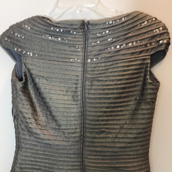 Tadashi Shoji Gold Pleated & Studded Fitted Dress - Picture 5 of 7